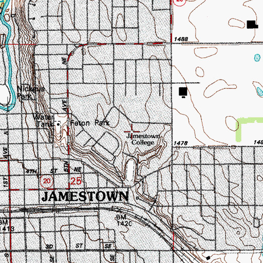 Topographic Map of Larson Sports Center, ND