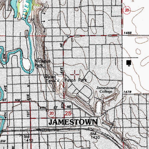 Topographic Map of Prentice Hall, ND