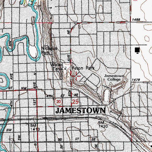 Topographic Map of Reiland Fine Arts Center, ND