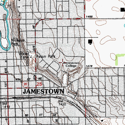 Topographic Map of Foss Wellness Center, ND