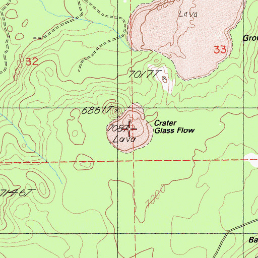 Topographic Map of Crater Glass Flow, CA