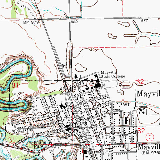 Topographic Map of Birkelo Hall, ND
