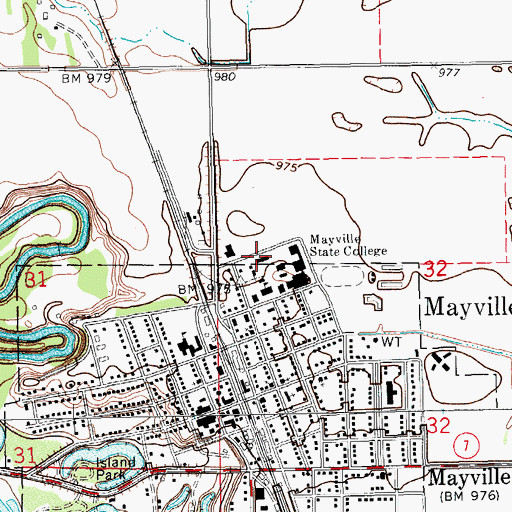 Topographic Map of Berg Hall, ND