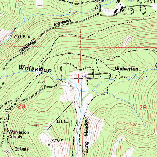 Topographic Map of Wolverton, CA