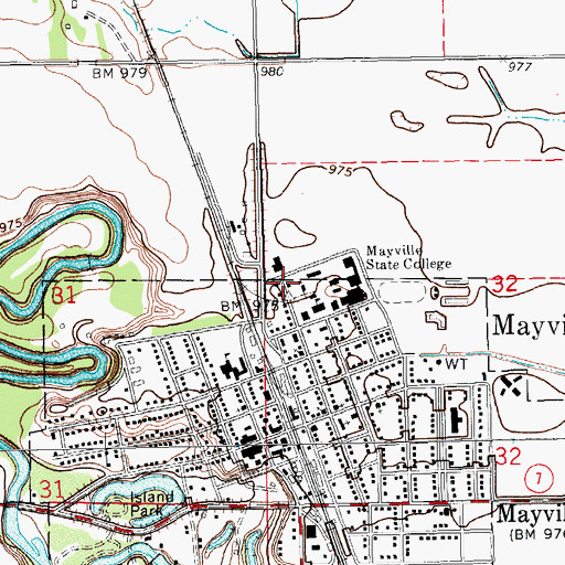Topographic Map of Northwest Hall, ND