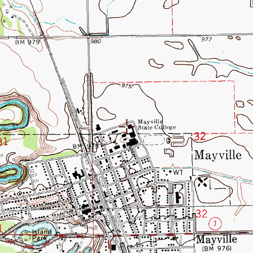 Topographic Map of Campus Center, ND
