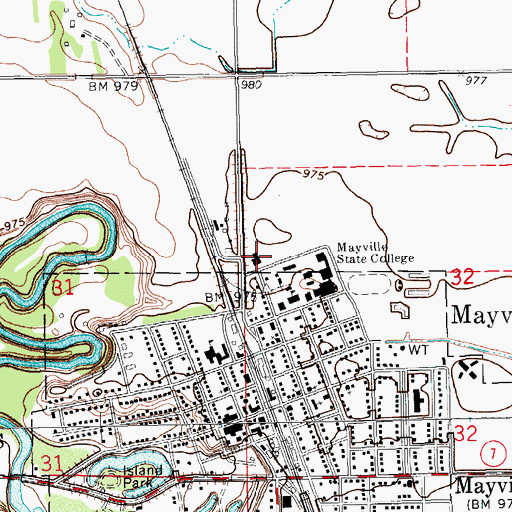 Topographic Map of Agassiz Hall, ND