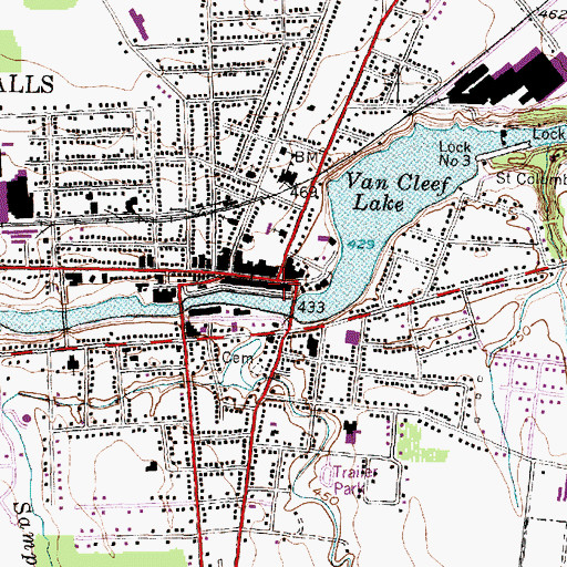 Topographic Map of Seneca Falls Census Designated Place, NY
