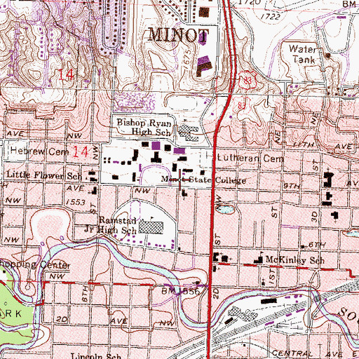 Topographic Map of Lura Manor, ND