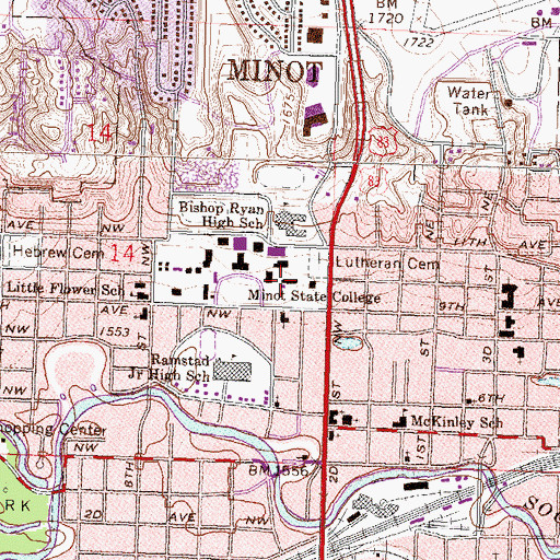 Topographic Map of McCulloch Hall, ND