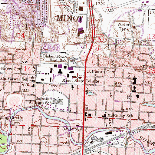 Topographic Map of Cook Hall, ND