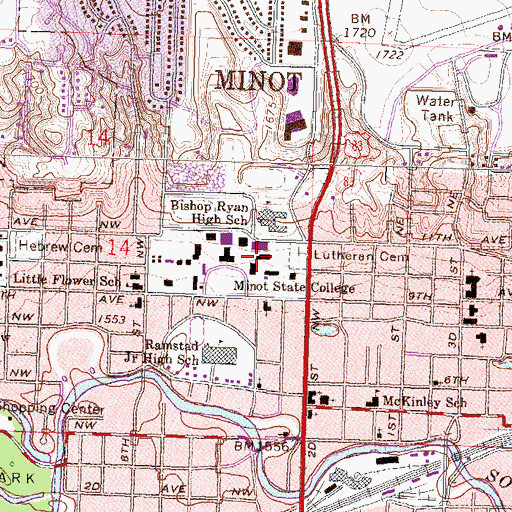 Topographic Map of Administration Building, ND