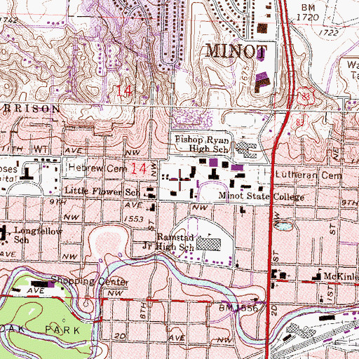 Topographic Map of Facilities Management Building, ND