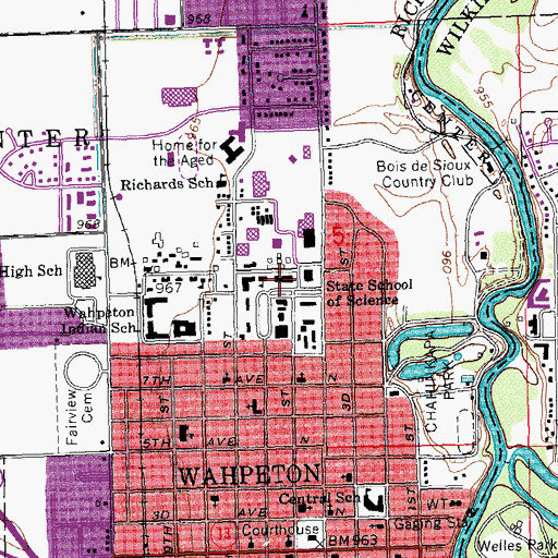 Topographic Map of Horton Hall, ND