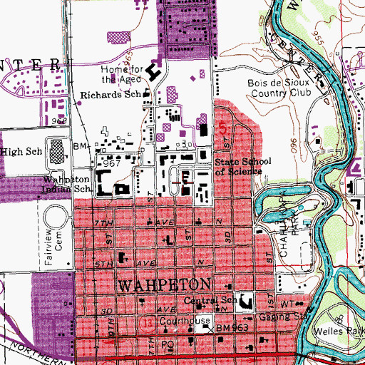 Topographic Map of Hektner Hall, ND