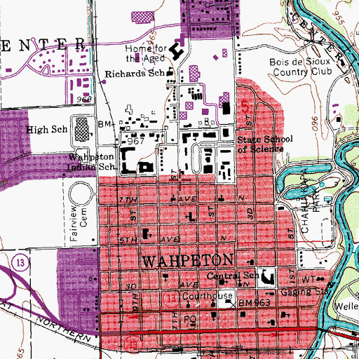 Topographic Map of Schulz Residence Hall, ND