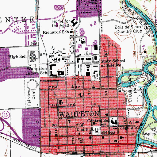 Topographic Map of Walton Residence Hall, ND