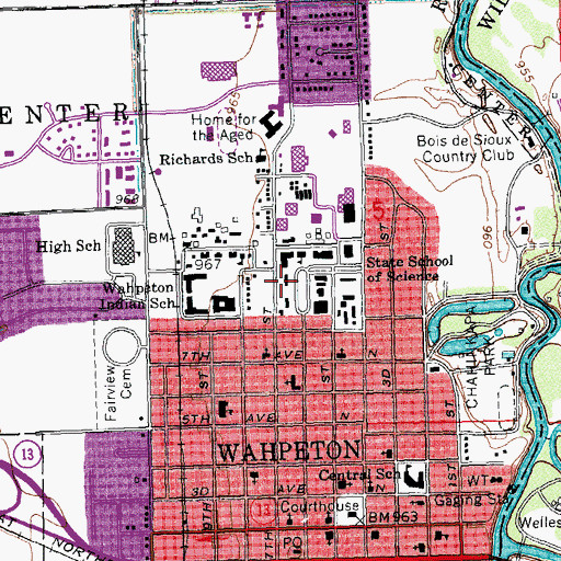 Topographic Map of Burch Hall, ND