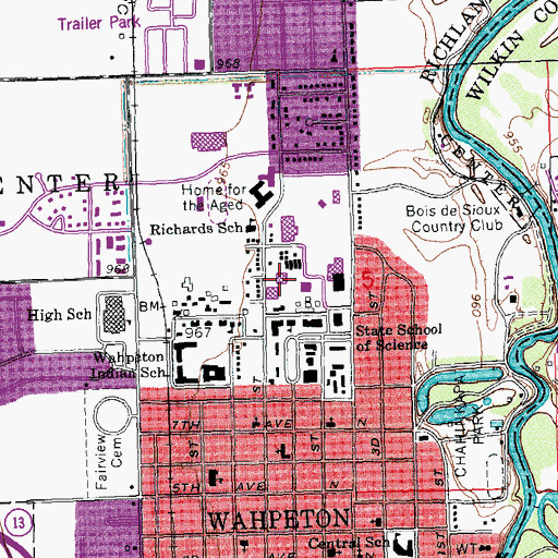Topographic Map of Barnard Hall, ND