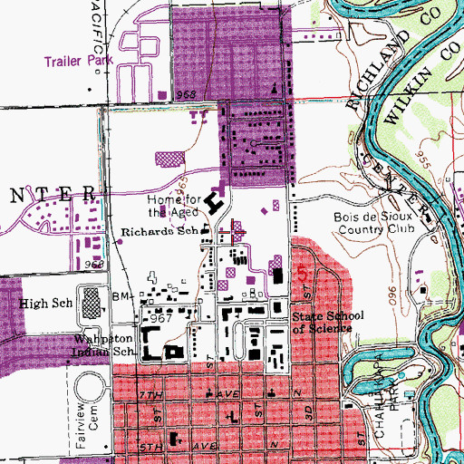 Topographic Map of Bisek Hall, ND