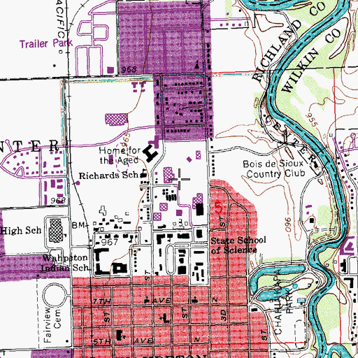 Topographic Map of Building Construction Technology Building, ND