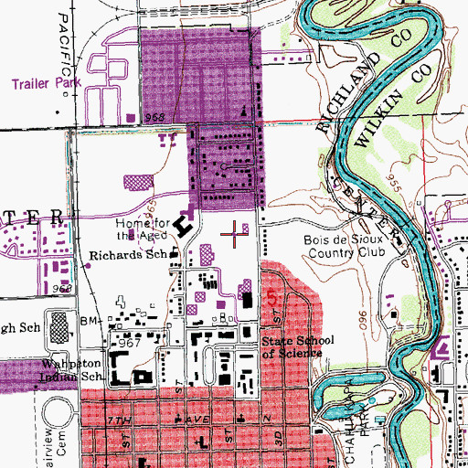Topographic Map of Nordgaard Residence Hall, ND
