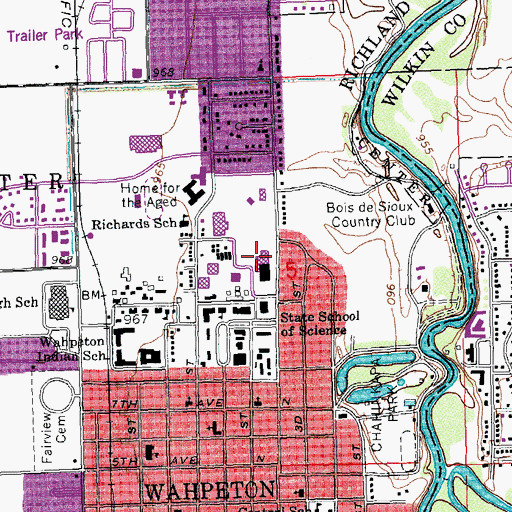 Topographic Map of Schuett Hall, ND