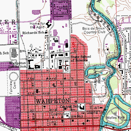 Topographic Map of Babcock Residence Hall, ND