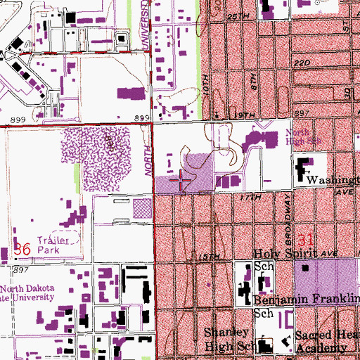 Topographic Map of University Village, ND