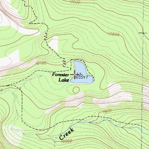 Topographic Map of Forester Lake, CA