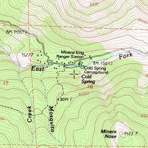 Topographic Map of Cold Spring, CA