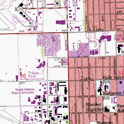 Topographic Map of Bison Sports Arena, ND