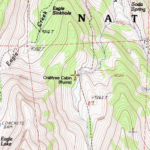 Topographic Map of Crabtree Cabin (historical), CA