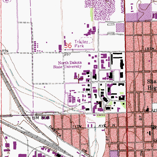 Topographic Map of Van Es Hall, ND