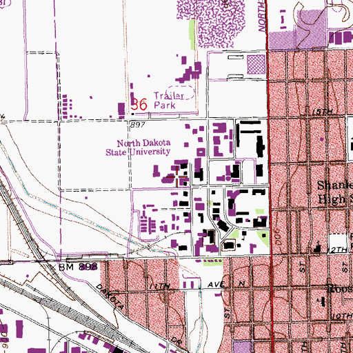 Topographic Map of Stevens Hall, ND