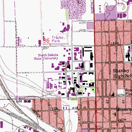 Topographic Map of Shepperd Arena, ND