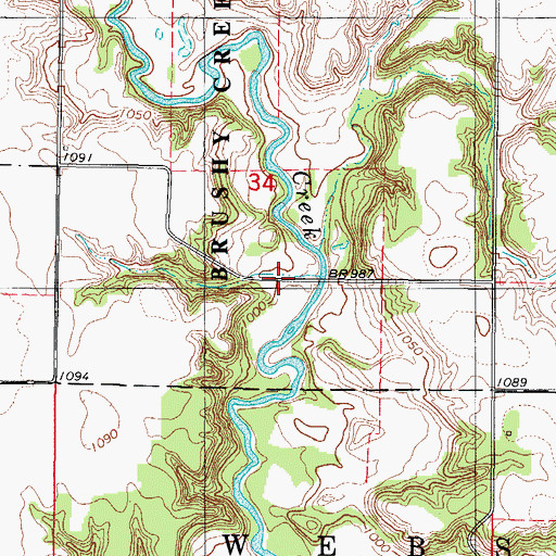 Topographic Map of Brushy Creek Dam, IA
