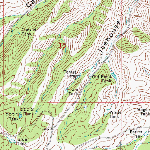 Topographic Map of Center Tank, AZ