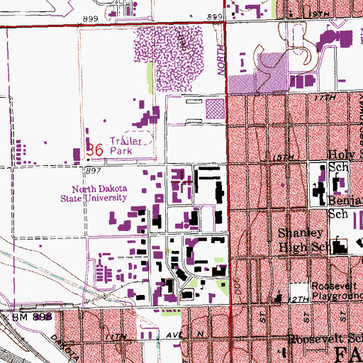 Topographic Map of Weible Halls, ND