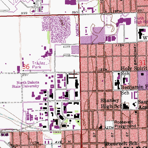Topographic Map of Bison Court, ND