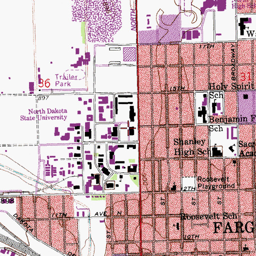 Topographic Map of Bentson/Bunker Fieldhouse, ND