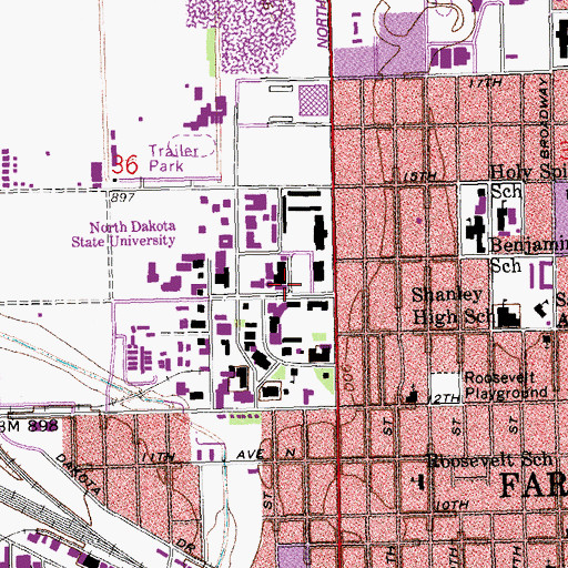 Topographic Map of Ehly Hall, ND