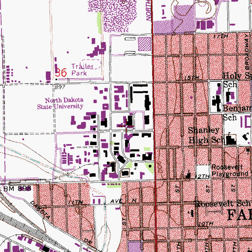 Topographic Map of Architecture and Landscape Architecture Building, ND