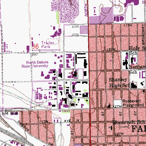 Topographic Map of Dolve Hall, ND