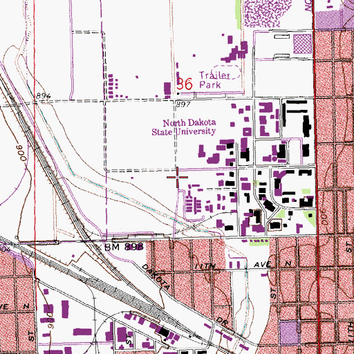 Topographic Map of Johansen Hall, ND