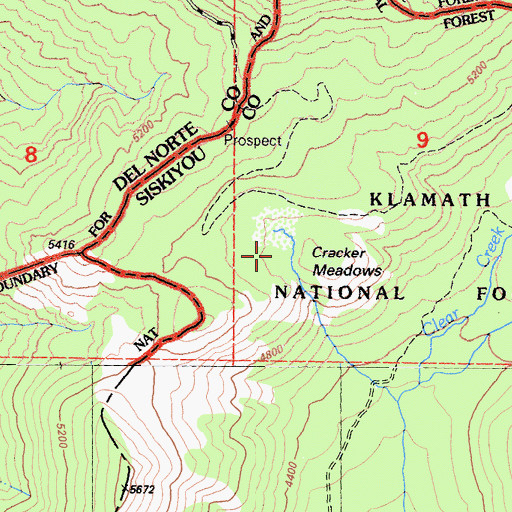 Topographic Map of Cracker Meadows, CA