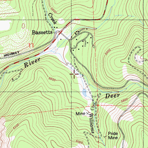 Topographic Map of Williams Creek, CA