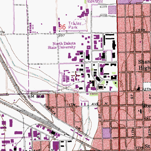 Topographic Map of Lord and Burnham Greenhouses, ND
