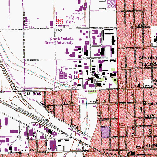 Topographic Map of Residence Life Facility Services Building, ND