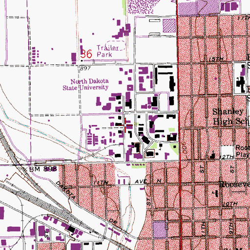 Topographic Map of Hultz Hall, ND